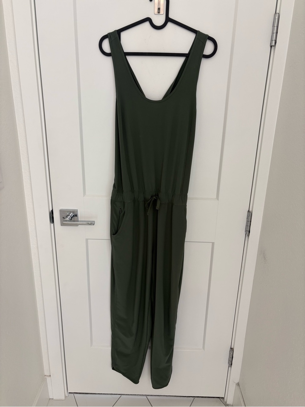 Patagonia Olive Green Sleeveless Drawstring Jumpsuit